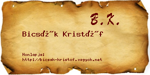 Bicsák Kristóf névjegykártya